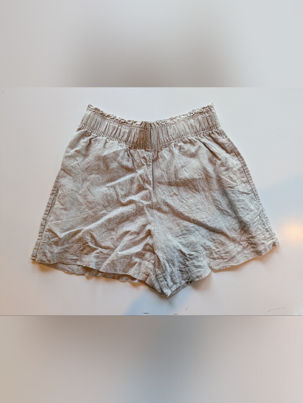 QUINCE European Linen High Waist Shorts Flax Small